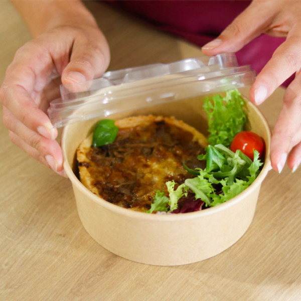 Bol en carton kraft couvercle PET 780 mL Eco-friendly.