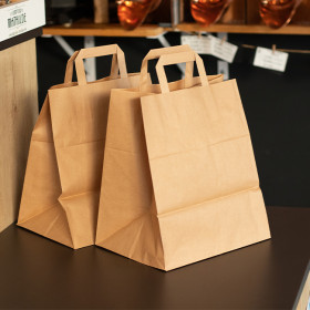 Sacs cabas en papier kraft avec poignées plates pour les professionnels