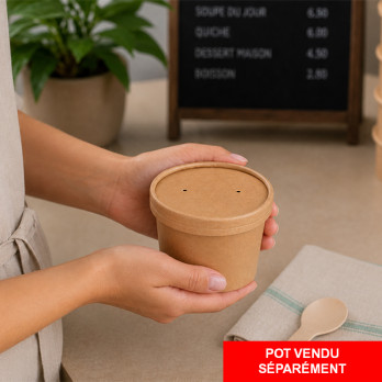 Couvercle en carton kraft pour pot à soupe 12 Oz et 16 Oz