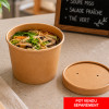 Pot à soupe en carton brun kraft et couvercle assorti pour vente à emporter