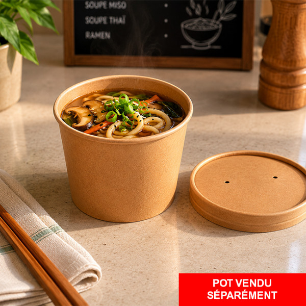 Couvercle en carton pour pot à soupe - Thouy fournisseur de packaging alimentaire pour les professionnels