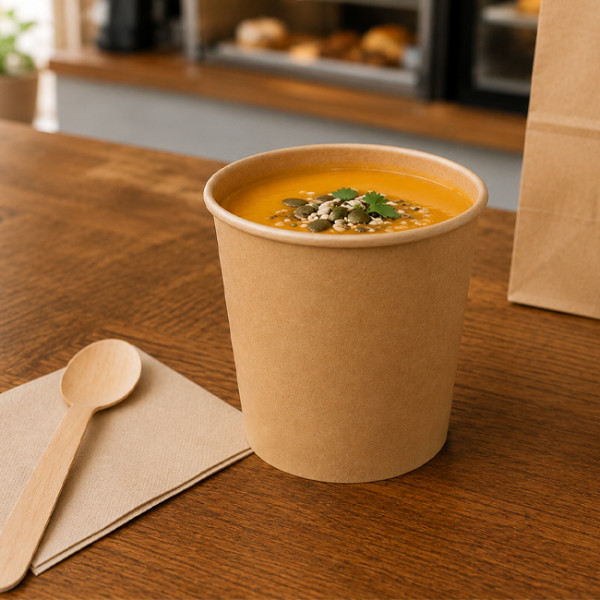 Pots à soupe en carton jetables et pas cher en gros pour les pros