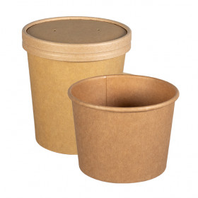 Pots à soupe en carton kraft et couvercles