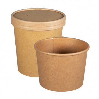 Pots à soupe en carton kraft et couvercles
