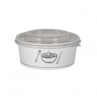 Bol en carton blanc décoré et couvercle en PET 750 mL - Collection tendance