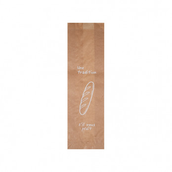 Sachet tradition x 1 en papier kraft décoré 9 + 5 x 34 cm - Collection naturelle