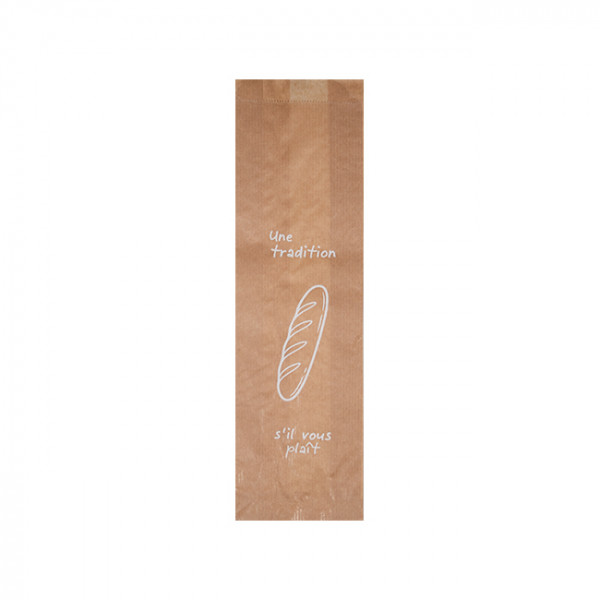 Sachet tradition x 1 en papier kraft décoré 9 + 5 x 34 cm - Collection naturelle