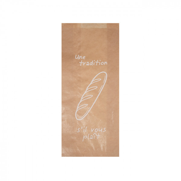 Sachet tradition x 2 en papier kraft décoré 14 + 6 x 34 cm - Collection naturelle