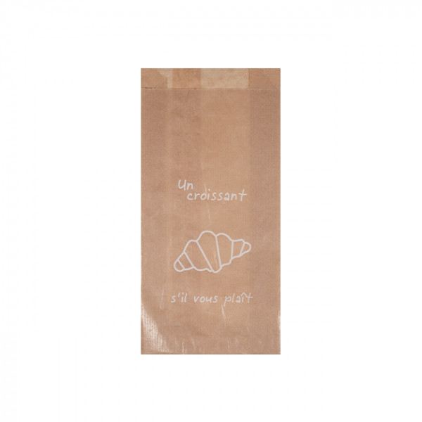 Sachet 1-2 viennoiseries en papier kraft décoré 12 + 5 x 25 cm - Collection naturelle