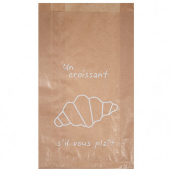 Sachet 5-6 viennoiseries en papier kraft décoré 19 + 6 x 34 cm - Collection naturelle
