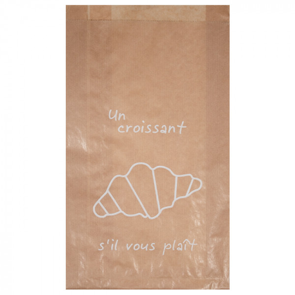 Sachet 5-6 viennoiseries en papier kraft décoré 19 + 6 x 34 cm - Collection naturelle