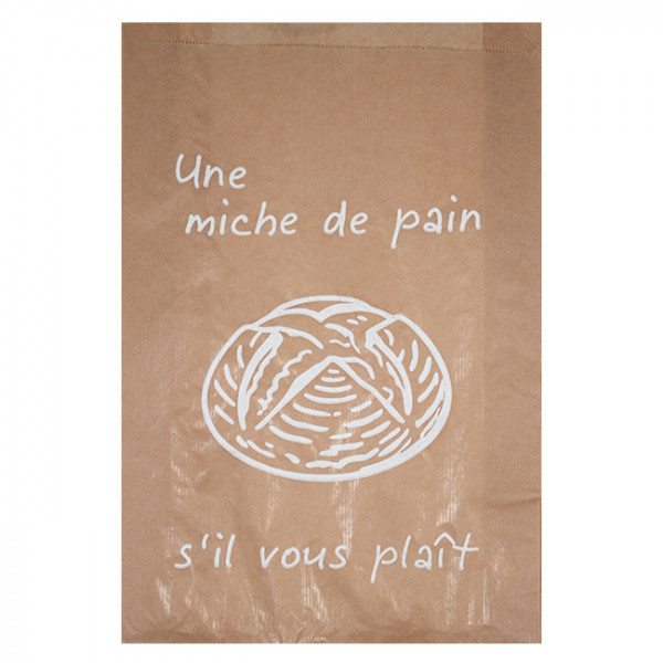 Sachet pains spéciaux en papier kraft décoré 24 + 7 x 36 cm - Collection naturelle