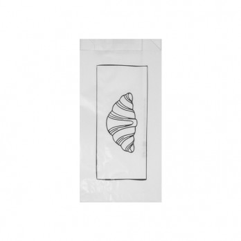 Sachet 1-2 viennoiseries en papier blanc décoré 12 + 5 x 25 cm - Collection tendance
