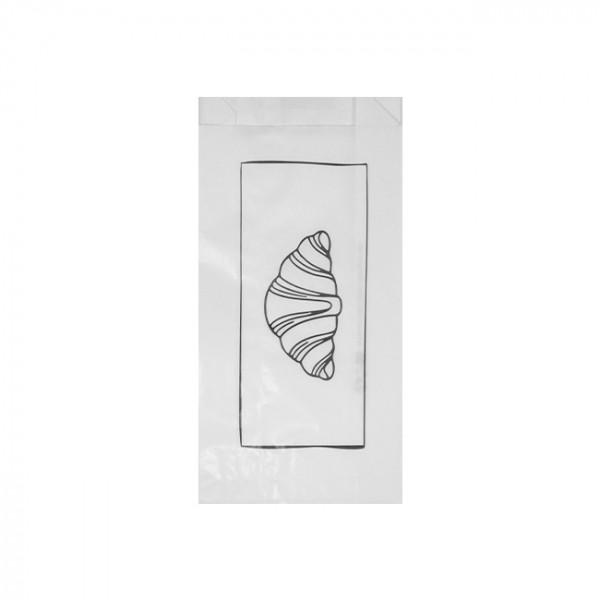 Sachet 1-2 viennoiseries en papier blanc décoré 12 + 5 x 25 cm - Collection tendance