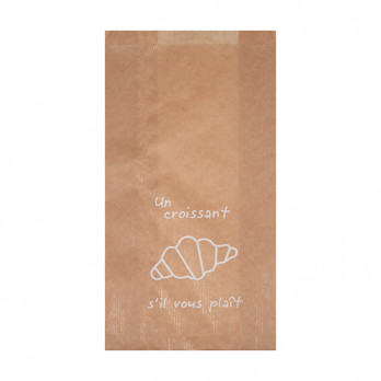 Sachet 3-4 viennoiseries en papier kraft décoré 14 + 6 x 28 cm - Collection naturelle