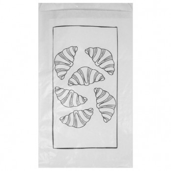 Sachet 5-6 viennoiseries en papier blanc décoré 19 + 6 x 34 cm - Collection tendance