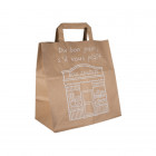 Sac cabas en papier kraft décoré avec poignées plates 26 + 17 x 28 cm - Collection naturelle