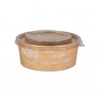 Bol en carton kraft décoré et couvercle en PET 750 mL - Collection naturelle
