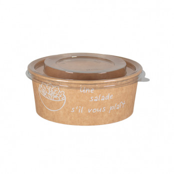 Bol en carton kraft décoré et couvercle en PET 750 mL - Collection naturelle