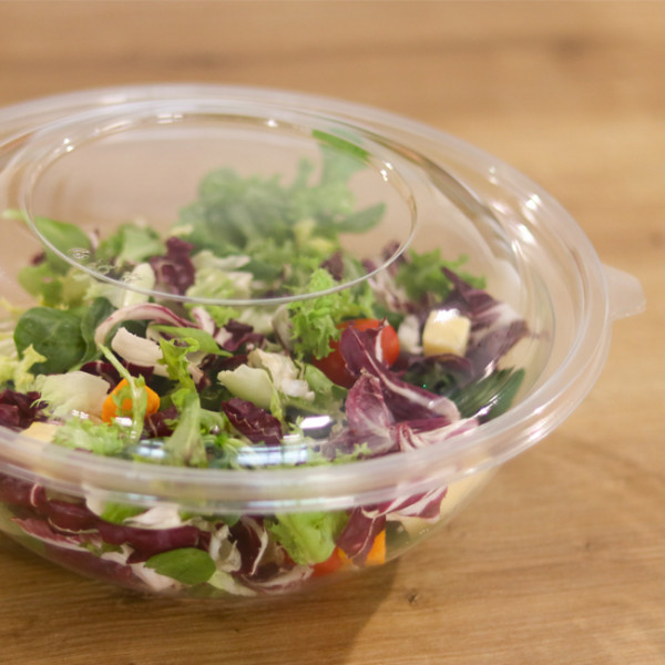 Couvercle et vaisselle transparents en plastique.