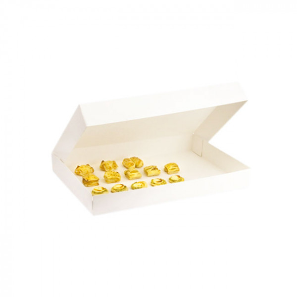 Lot De 10 Boîtes Traiteur En Carton Blanc - 42x28x6 Cm - Alimentaire - Pour Pâtisseries, Buffets, Plats à Emporter