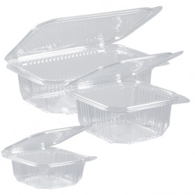 Barquettes avec couvercle attenant en PET
