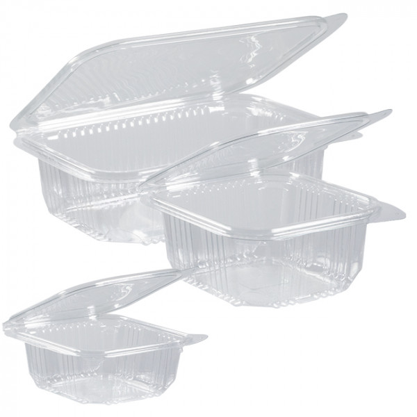 Barquettes avec couvercle attenant en PET