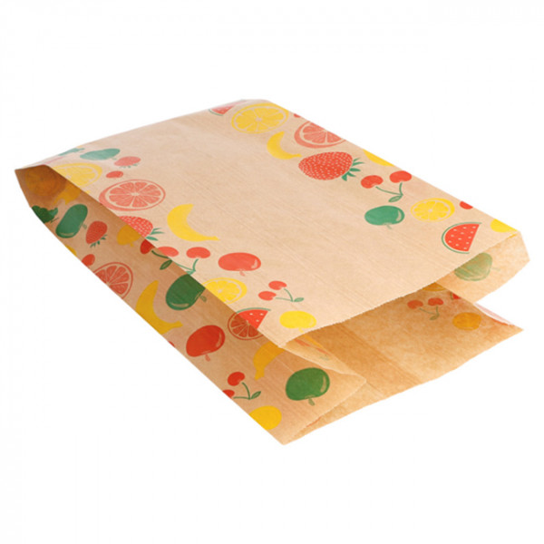 Sac fruits et légumes en papier kraft 14 + 9 x 26 cm