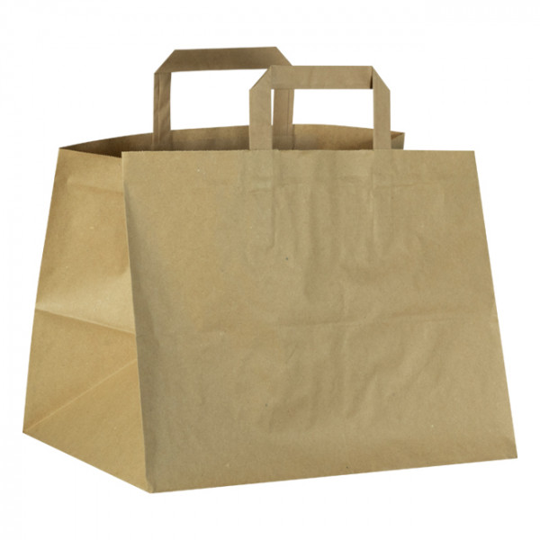 Sac cabas en papier kraft avec poignées 32 x 22 / 24 cm