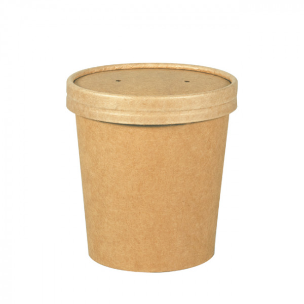 Pot à soupe en carton kraft 480 mL avec couvercle