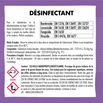 Désinfectant linge en doses de 50 mL