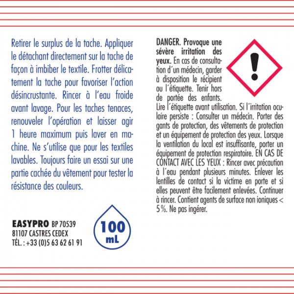 Détachant liquide 100 Ml taches protéiques