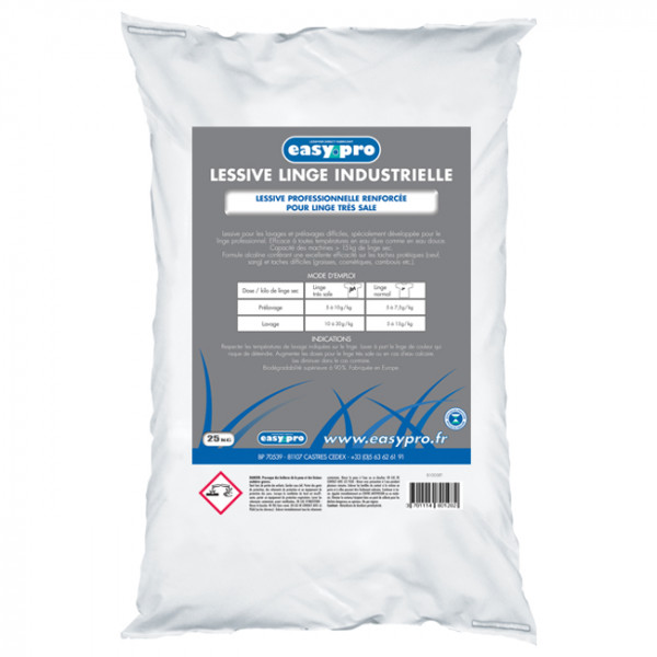 Lessive en poudre industrielle pour les lavages et prélavages difficiles