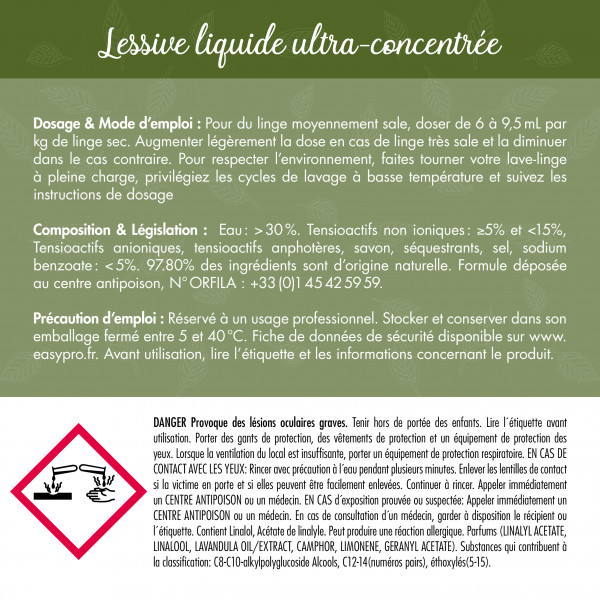 Mode d'emploi de la lessive liquide ultra-concentrée Naturelle Easypro