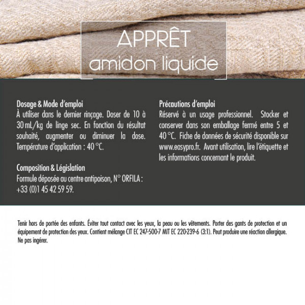 Étiquette de l'apprêt amidon liquide en bidon de 5 L Easypro