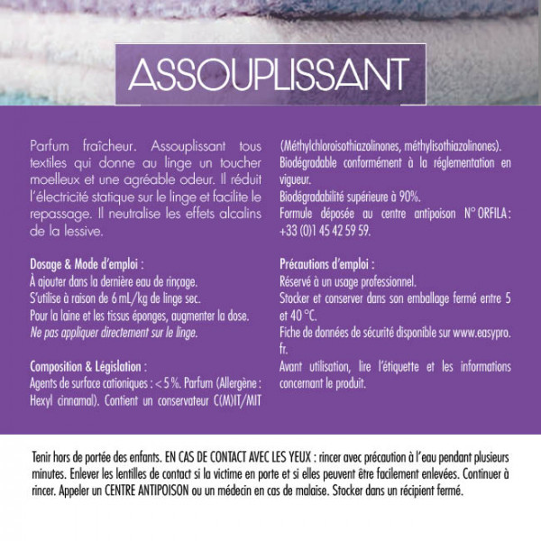 Assouplissant liquide professionnel pour laverie blanchisserie