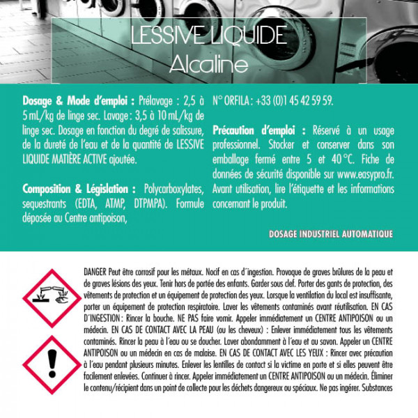 Bidon de lessive alcaline pour dosage automatique