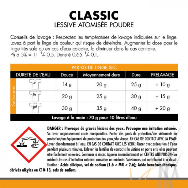Lessive en poudre atomisée Classic professionnelle grand format
