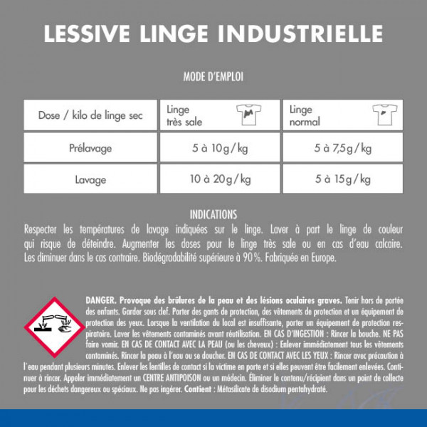 Lessive professionnelle poudre industrielle grand format
