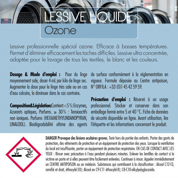 Lessive liquide Ozone Easypro en bidon de 20 L pour les professionnels