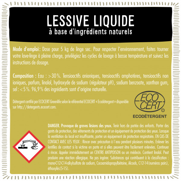 Lessive professionnelle fabriquée à partir de matières d'origines végétales