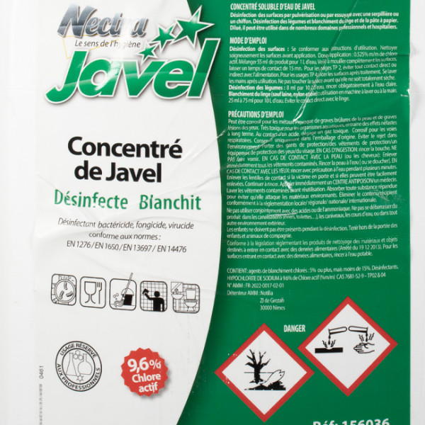 Javel concentrée 9,6% 5L blanchit, sanitaire.