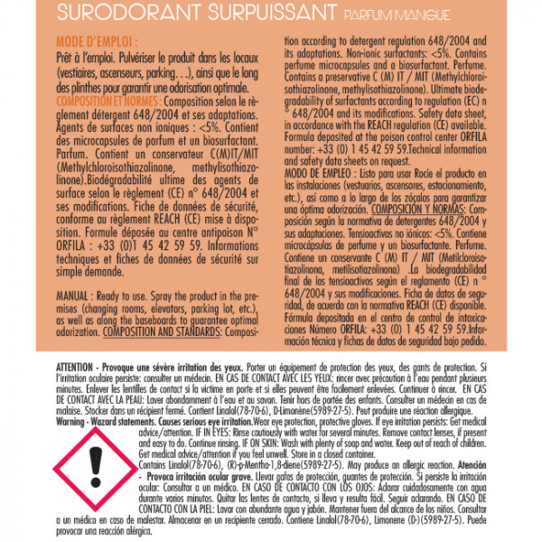 surodorant mangue 500 ml désodorisant surpuissant produit de nettoyage 5 L sols désinfection