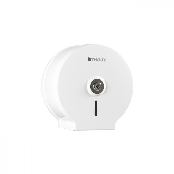 Dérouleur papier toilette mini jumbo métal blanc