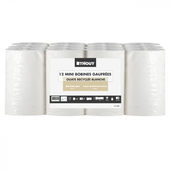 Mini bobine 2 plis - Ouate recyclée - Bobine essuyage