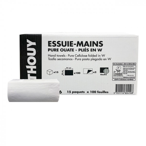 Essuie-mains 2 plis Pure ouate - 100 feuilles - Pliés W
