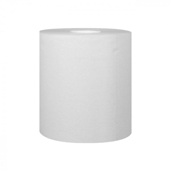 Bobine d'essuie-mains Pure Ouate, 134 m, avec embout captif pour distributeur automatique.