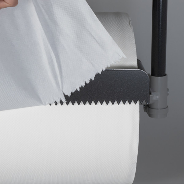 Dérouleur de bobine papier industrielle avec scie en métal