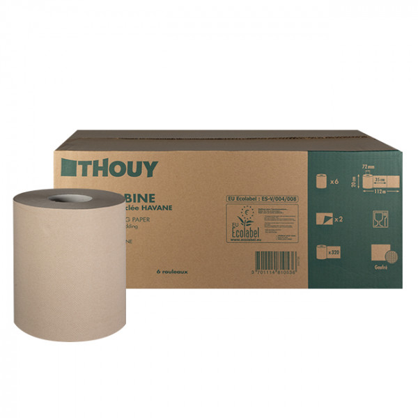 Maxi bobine 2 plis - Ouate recyclée havane - 112 m