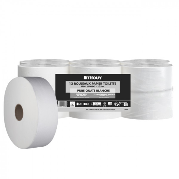 Papier toilette 2 plis - Pure ouate - Mini jumbo de 125 m
